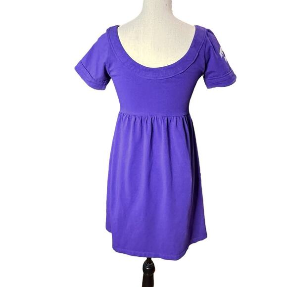 Y2K Ketch the Spirit TCU Game Day Mini Babydoll Dress Womens Purple White Small - Picture 3 of 10